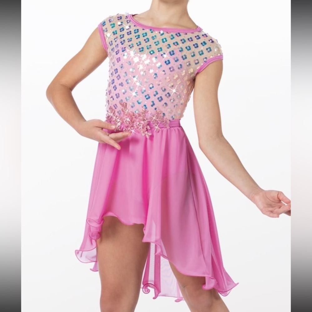 Pink Sequin Kids Dance Costume